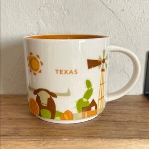 Starbucks Texas Themed Ceramic Mug - White and Orange